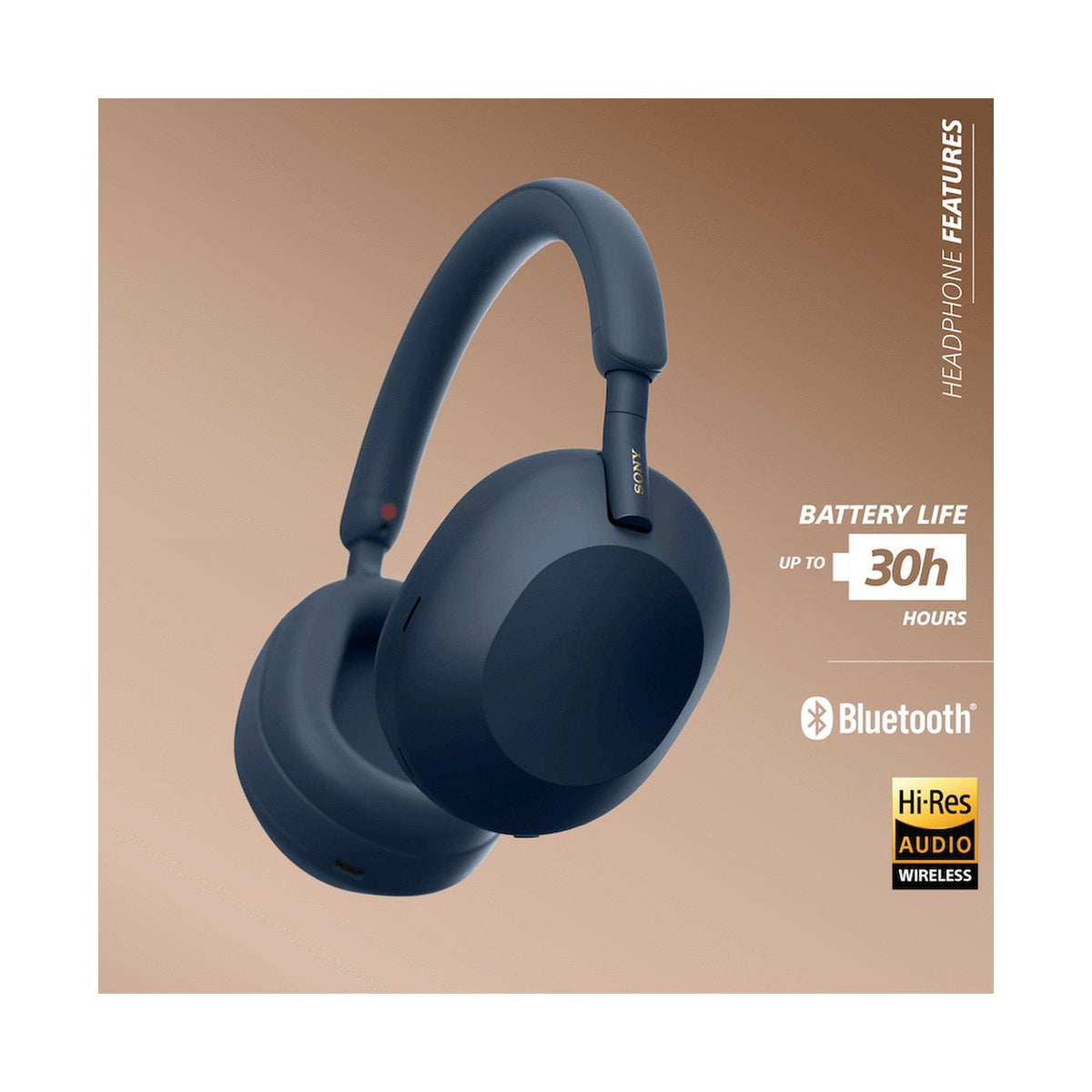 Sony WH1000XM5 (Blue) Noise-Cancelling BT Headphones
