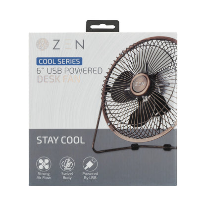 Zen Cool Series 6in Desk Fan - Copper