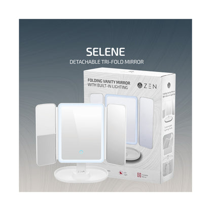 ZEN Selene Series Detachable Trifold Makeup Mirror - White