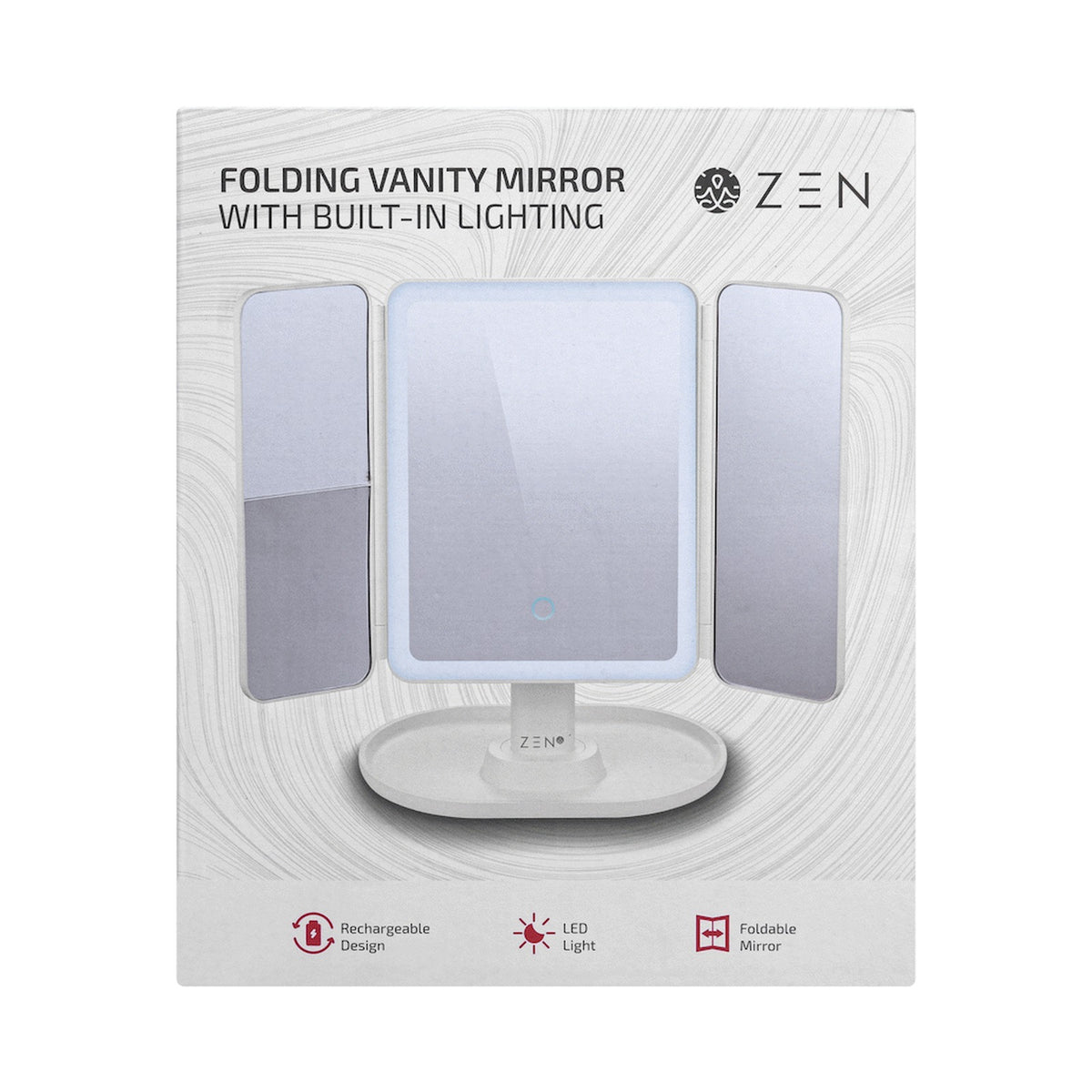 ZEN Selene Series Detachable Trifold Makeup Mirror - White