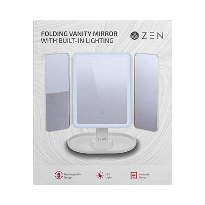 ZEN Selene Series Detachable Trifold Makeup Mirror - White