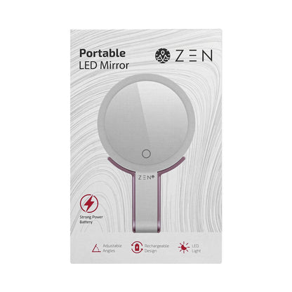 ZEN JestSet Series Portable Handheld LED Mirror - White