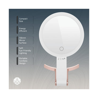 ZEN JestSet Series Portable Handheld LED Mirror - White