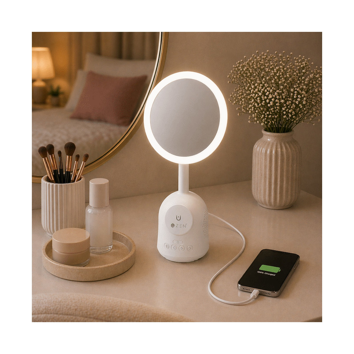 ZEN Unify Series Wireless Phone Charger with Bluetooth Speaker - White