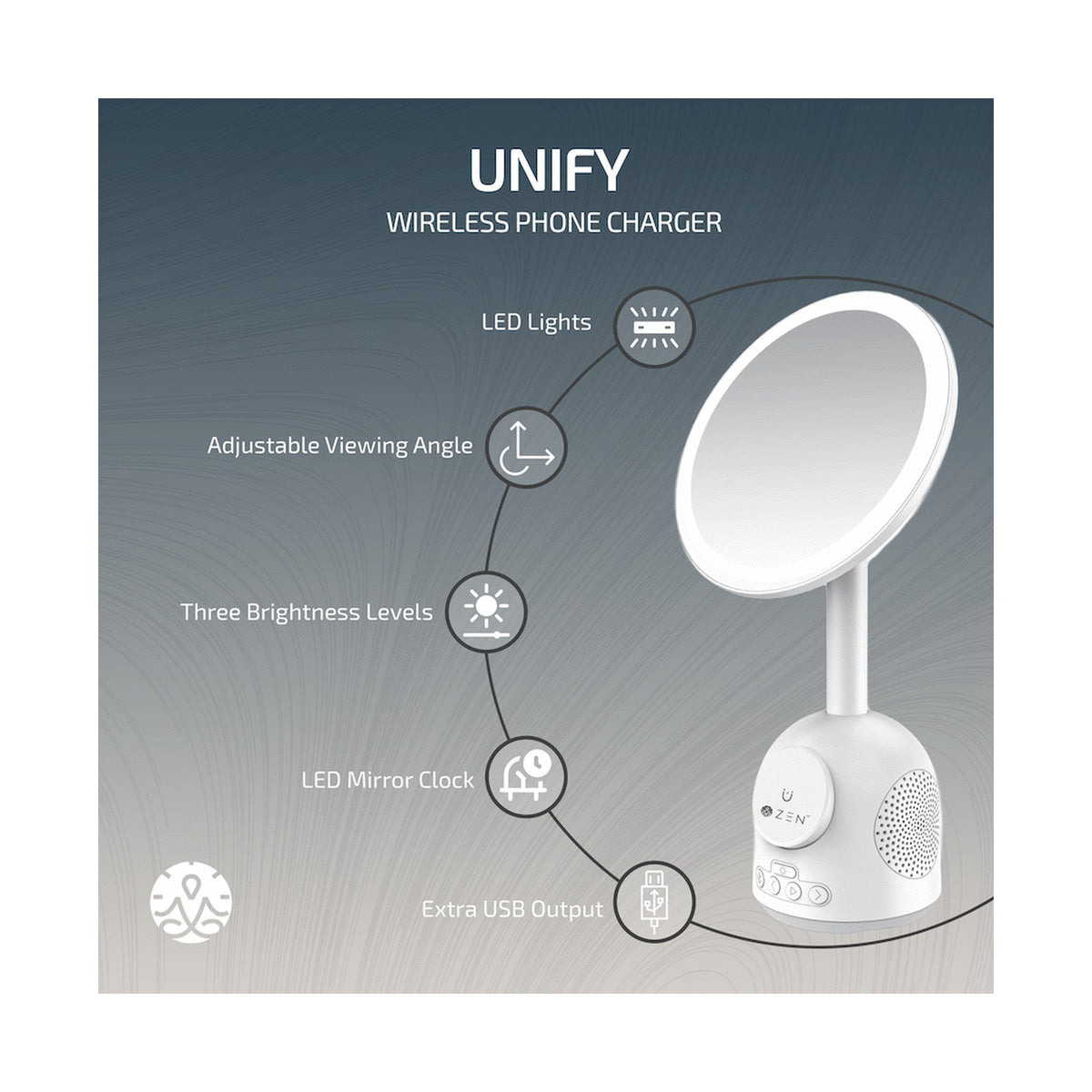 ZEN Unify Series Wireless Phone Charger with Bluetooth Speaker - White