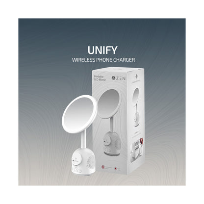 ZEN Unify Series Wireless Phone Charger with Bluetooth Speaker - White